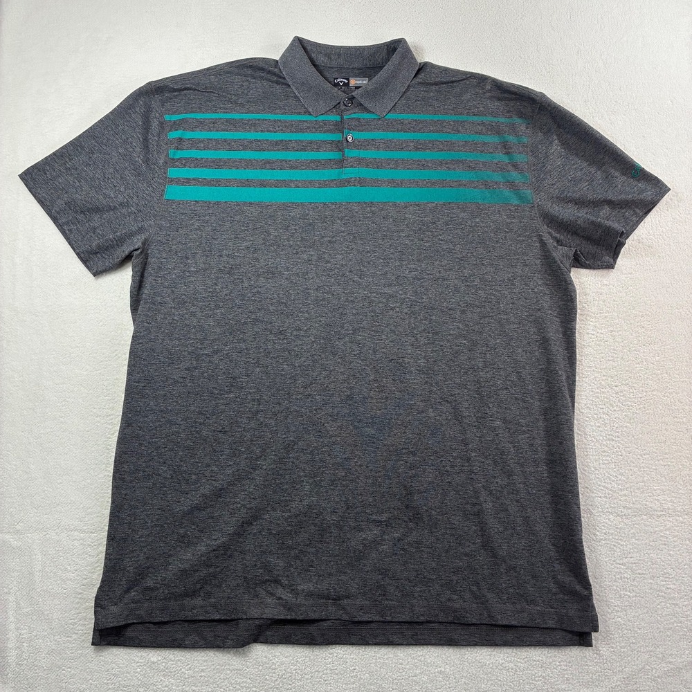 Callaway Opti-Dri Performance Golf Polo Shirt Mens 2XLT Gray Stretch Breathable - Picture 2 of 7